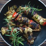 Grilled chicken skewers with vegetable