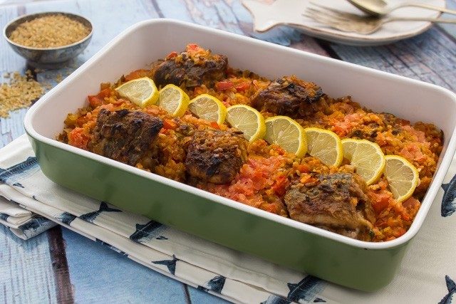 طريقة عمل طاجن السمك بالفريك