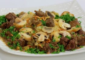 طريقة عمل لحمة بالمشروم و عصير البرتقال