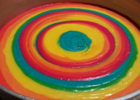 طريقة عمل كيك قوس قزح