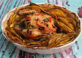 طريقة عمل الدجاج المشوي باليقطين