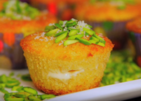 طريقة عمل كب كيك البسبوسة