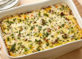 طريقة عمل صينية البيض بالسجق في الفرن