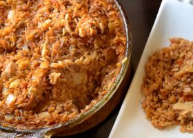 طريقة عمل طاجن لسان العصفور بالدجاج