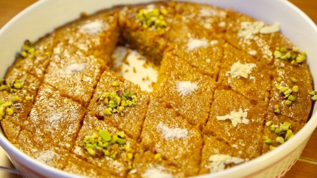 طريقة عمل بسبوسة الحليب المبخر