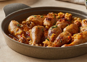 طريقة عمل الدجاج بصلصة الكاري والحمص