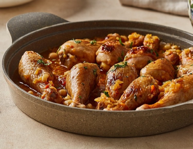 طريقة عمل الدجاج بصلصة الكاري والحمص