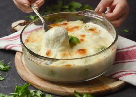 طريقة عمل صينية كرات البطاطس بالدجاج وصلصة البشاميل