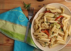 طريقة عمل باستا مع الخضار المشوي والنعناع