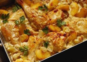 طريقة عمل صينية البطاطس بالدجاج والكريمة