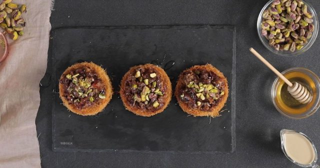 طريقة عمل الكنافة بالتمر والطحينة