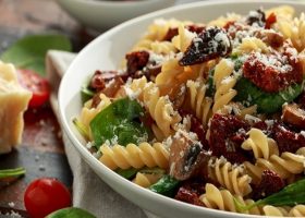 طريقة عمل باستا بالطماطم المجففة والسبانخ