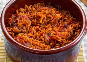 طريقة عمل طاجن لسان العصفور باللحمة