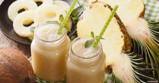 طريقة عمل سموذي الأناناس بجوز الهند