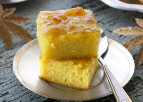 طريقة عمل كيك السميد بالبرتقال والجوز