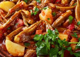 طريقة عمل ايدام بامية وبطاطس