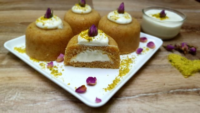 طريقة عمل حلاوة السميد بالقشطة بدون فرن