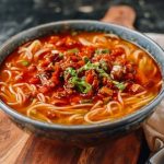 طريقة عمل شوربة النودلز باللحم المفروم