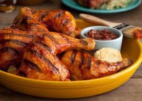 طريقة عمل أفخاذ الدجاج الحارة بالمستردة والبارميزان