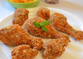 طريقة عمل أفخاذ الدجاج المقرمشة