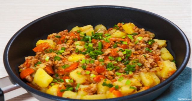 طريقة عمل اللحمة المفرومة بالخضار