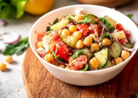 طريقة عمل السلطة الخضراء بالحمص