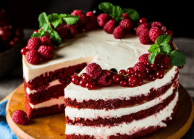 طريقة عمل كيكة الريد فيلفيت بالتوت والكرز البري
