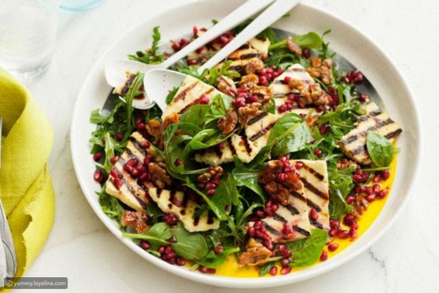 طريقة عمل سلطة جبن الحلوم بالرمان