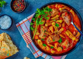 طريقة عمل طاجن البامیة بالخضار