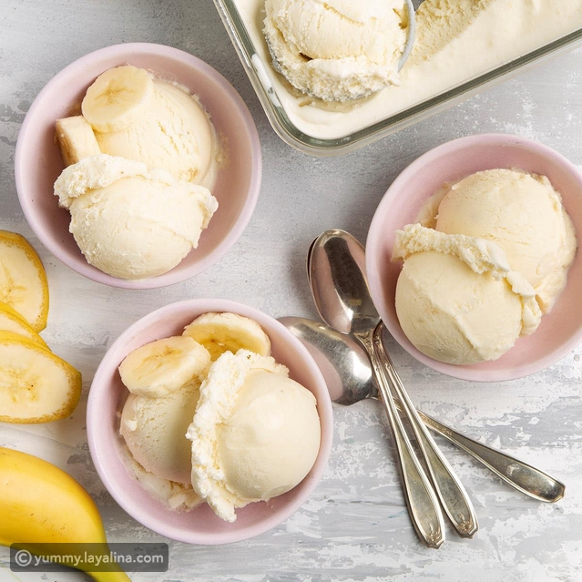 طريقة عمل الموز المحمر بالقرفة والآيس كريم