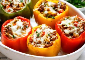 طريقة عمل فلفل محشي باللحم والجبن كيتو