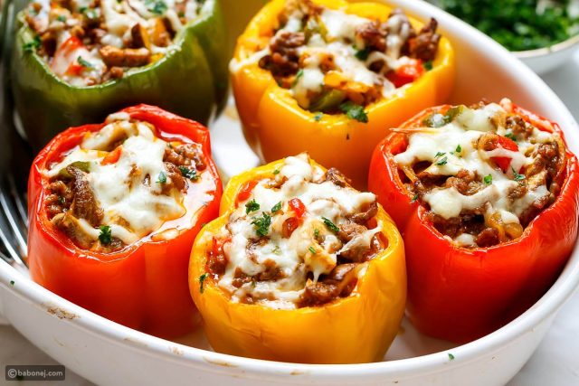 طريقة عمل فلفل محشي باللحم والجبن كيتو