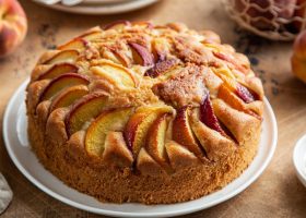 طريقة عمل كيكة الدراق والجوز