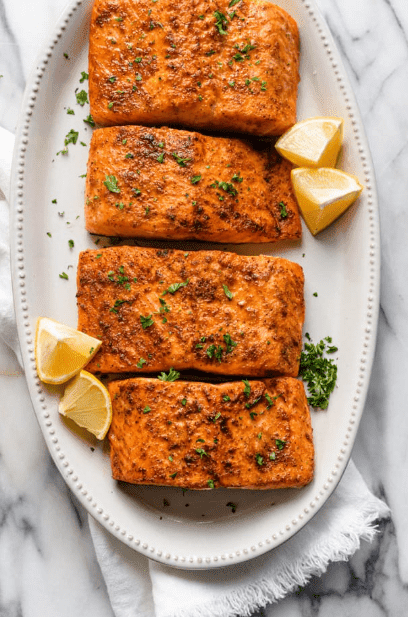 طريقة عمل سلمون بالمقلاة الهوائية للرجيم