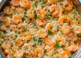 طريقة عمل روبيان بجبن البارميزان