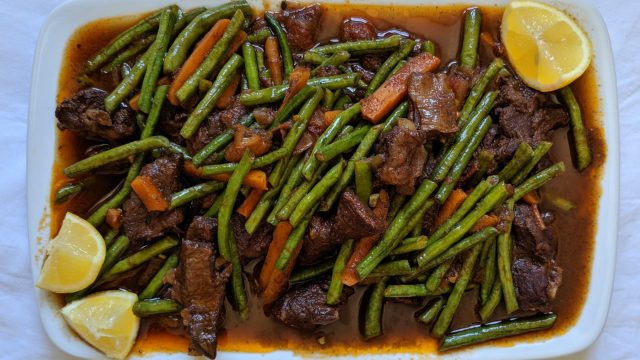 طريقة عمل لحم ريش مع الفاصولياء