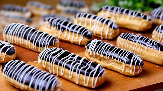 طريقة عمل اكلير بالكاسترد وصوص الشيكولاتة