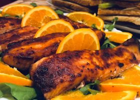 طريقة عمل سلمون مشوي بنكهة البرتقال للرجيم