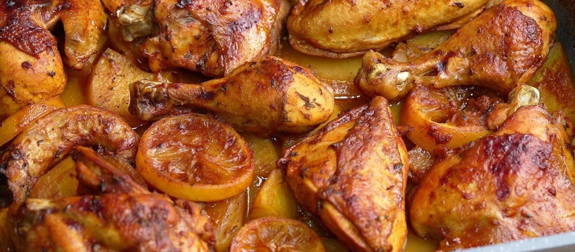 طريقة عمل صينية الدجاج والبطاطس بالليمون