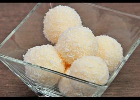 طريقة عمل كرات جوز الهند بالحليب المكثف المحلى