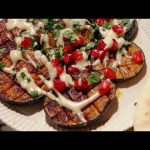طريقة عمل حلقات الباذنجان المقلي بالطحينة والرمان