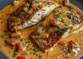 طريقة عمل سنابر أحمر مع صلصة الكريول الكريمي