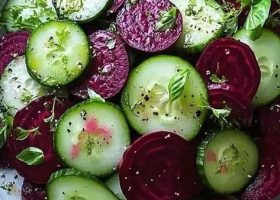 طريقة عمل سلطة الخيار الطازج والبنجر مع الأعشاب