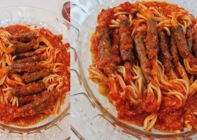 طريقة عمل باستا مع السجق الإيطالي وصلصة الطماطم الحارة