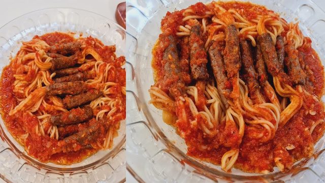 طريقة عمل باستا مع السجق الإيطالي وصلصة الطماطم الحارة