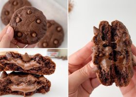 طريقة عمل كوكيز رقائق الشوكولاتة المحشوة بالنوتيلا