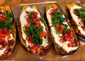 طريقة عمل تبولة الباذنجان المشوي