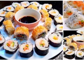 طريقة عمل سوشى المانجو المشوى بحشوة الجبنة الزرقاء والزعتر