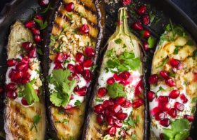 طريقة عمل سوشى الباذنجان المشوى بحشوة الفلافل و الطحينة