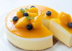 طريقة عمل تشيز كيك المانجو والريحان على البارد بدون فرن